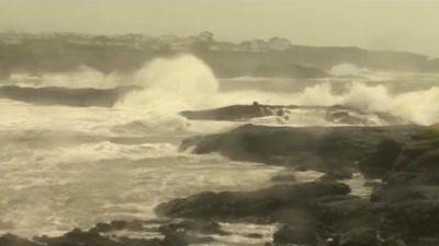 Stormy sea at Criccieth, Gwynedd