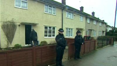 Anti-terror police search the house in Langley Green, Crawley, Sussex