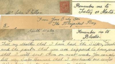 Extracts of the letter written in World War One