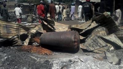 Destruction after the attack in Konduga