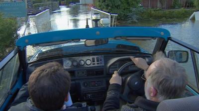 View from amphibious car