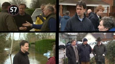 Politicians in flood scenes