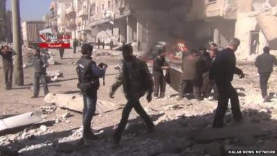 Aftermath of recent attack in Syrian town of Aleppo