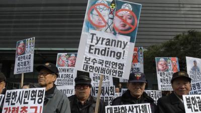 South Korean Conservative protestors hold anti-North Korea rally in Seoul