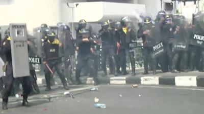 Thai police in riot gear