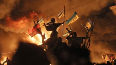 Statues ablaze in Independence Square