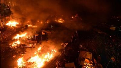 Independence Square on fire in Kiev