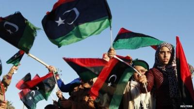 Libyan's celebrate revolution anniversary - recent image