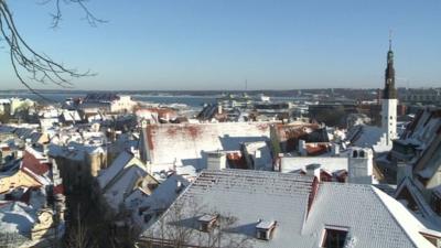 Snowy skyline in Tallinn