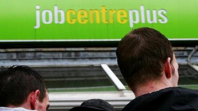 men outside job centre