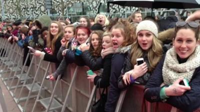 Fans waiting at the Brit Awards