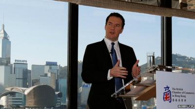 Chancellor George Osborne giving a speech in Hong Kong