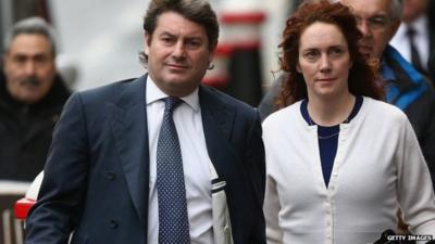 Rebekah Brooks and her husband, Charlie, arrive at court