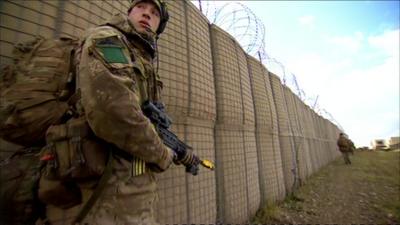 An infantryman training on Salisbury Plain