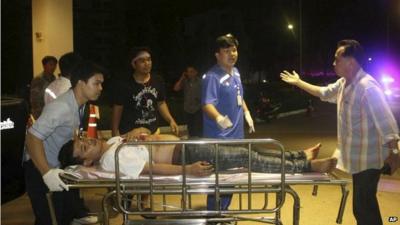 An injured protester arrives for treatment at a hospital