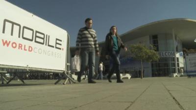 Visitors at the Mobile World Congress