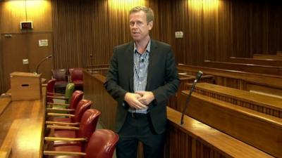 The BBC's Andrew Harding in Pretoria court room