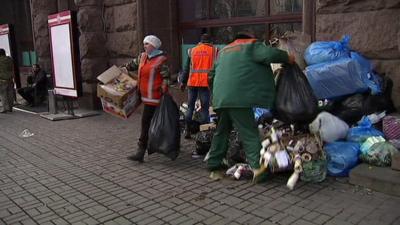 Street cleaners in Ukraine, file picture