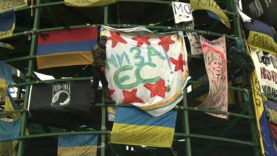 Flags in Kiev's Independence Square