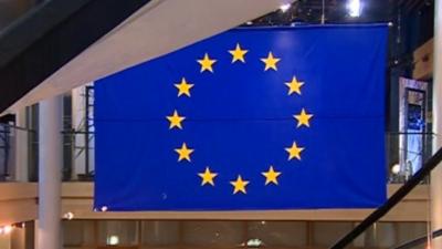 EU flag in Parliament building