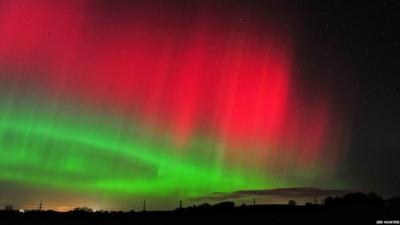 The Northern Lights in Humbie, East Lothian, Scotland