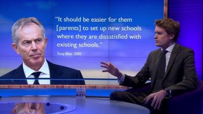 Tristram Hunt with Tony Blair graphic