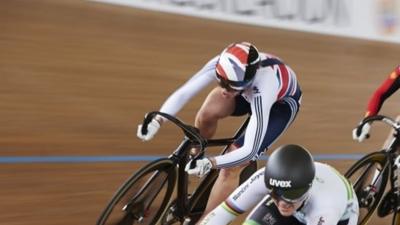 Becky James fails to defend her Keirin title finishing third in the final at the World track Cycling championships in Colombia.