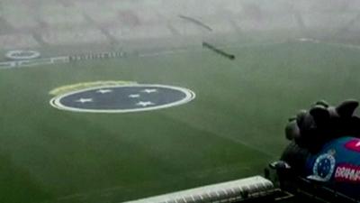 Gutters fall from Belo Horizonte stadium in Brazil