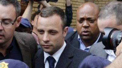 Oscar Pistorius leaving court