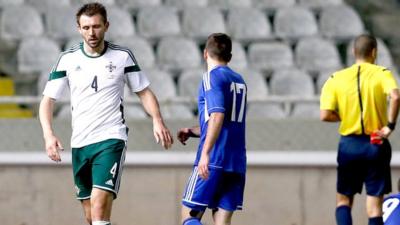 Gareth McAuley is sent-off against Cyprus