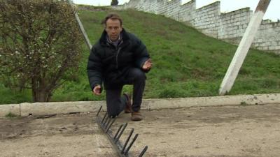 Ben Brown shows spikes in road
