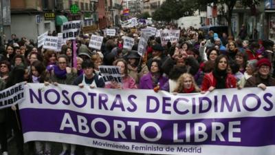 Women demonstrate in Madrid