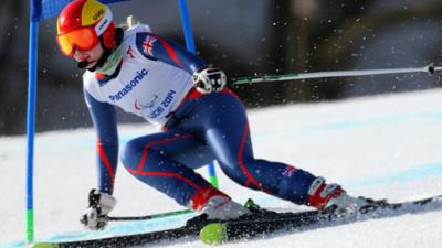 Kelly Gallagher on her way to winning the women's Super-G gold at the Winter Paralympics on Monday in Sochi