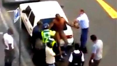 Video footage showing man attacked by South African police