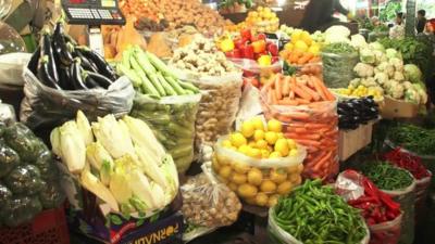 A stall selling fruit and vegetables