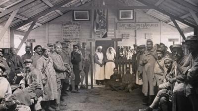 The Davies sisters at the Red Cross canteen in Troyes, France