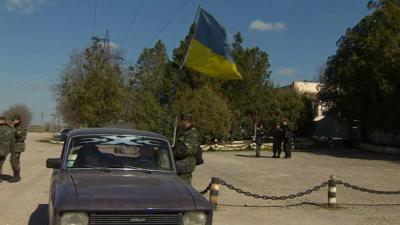 Ukrainian soldiers at the base