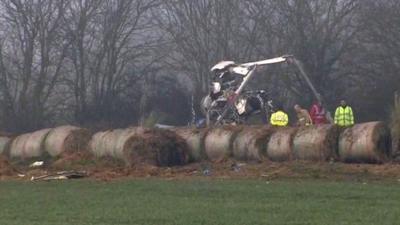 Site of helicopter crash near Beccles