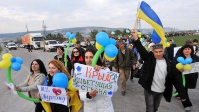 Crimean Tatars demonstrating on Friday