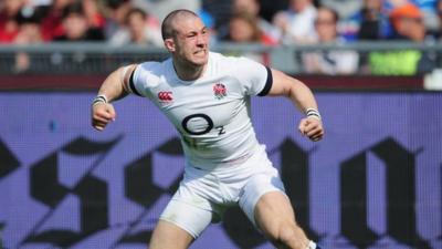 Mike Brown scores for England in Rome