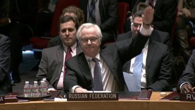 Russia votes to veto a draft UN resolution