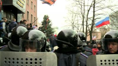 Riot police in Donetsk