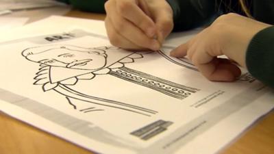 A kid colouring in Shakespeare