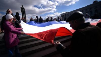 Pro-Russia demonstrators in Crimean capital Simferopol