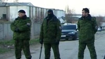 Soliders outside Simferopol base