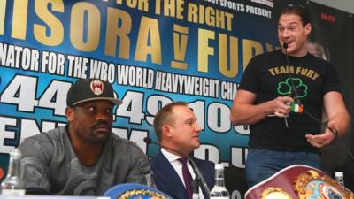 Dereck Chisora and Tyson Fury at their press conference