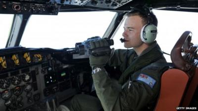 Pilot searches from a Royal Australian Air force plane