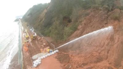 Controlled landslip at Dawlish