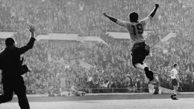 Brazil celebrate after winning the World Cup for the second time