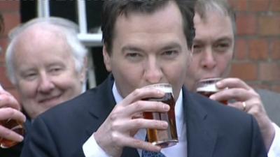 George Osborne drinking beer